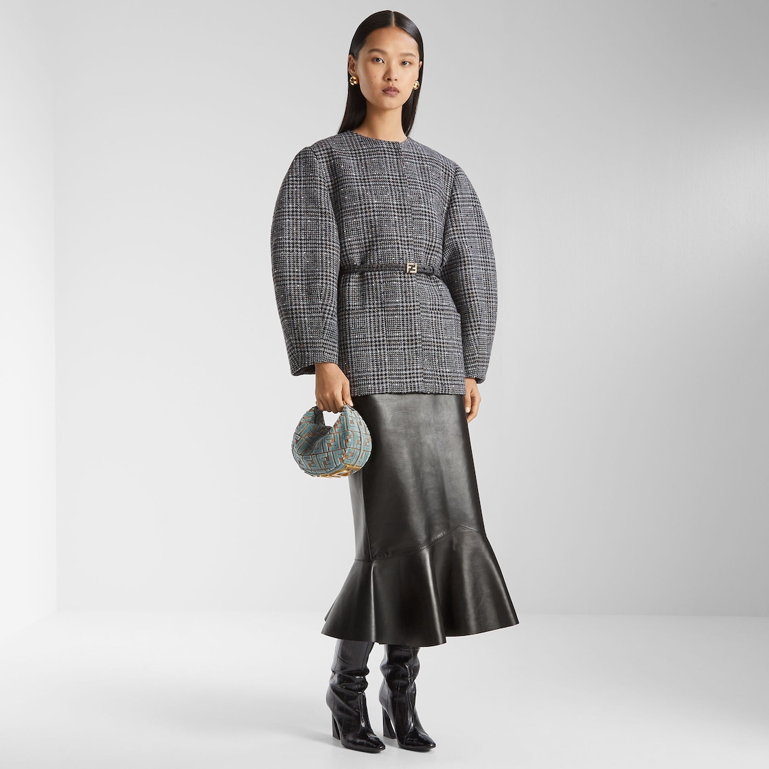 FENDI igraphy Mini Matcha green FF jacquard velvet mini-bag - Image 3